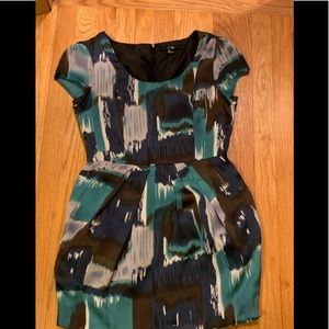Watercolor/abstract blue and black dress